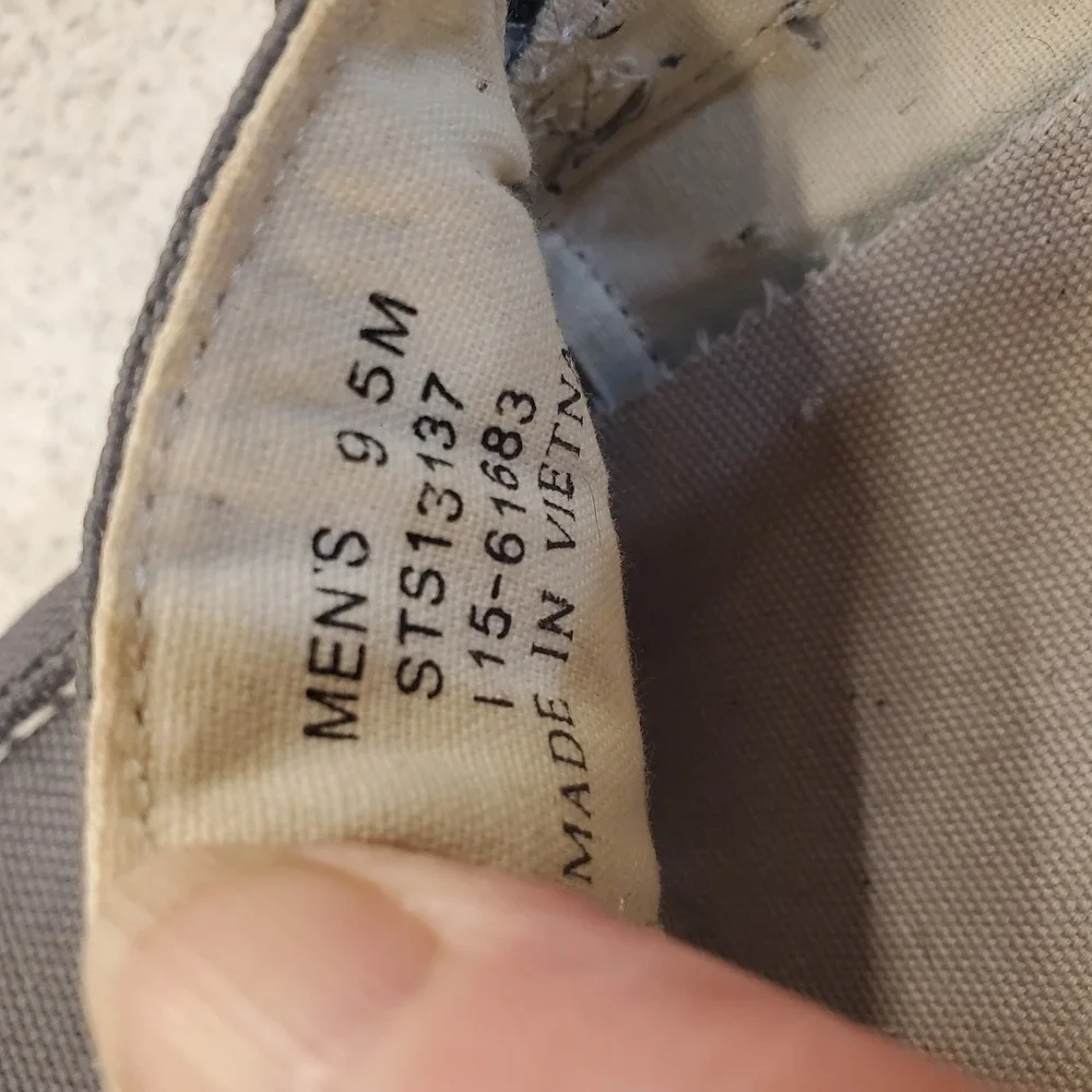 Men's Sperry Halyard Gray Canvas 2-Eye Cross Lace  Boat Shoe Size 9.5 Top Siders
